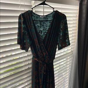 Baltic Born Teal and Brown Floral Maxi Dress